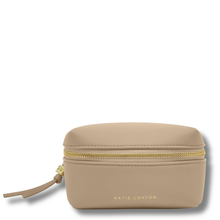 katie loxton beige leather gold zip around pouch