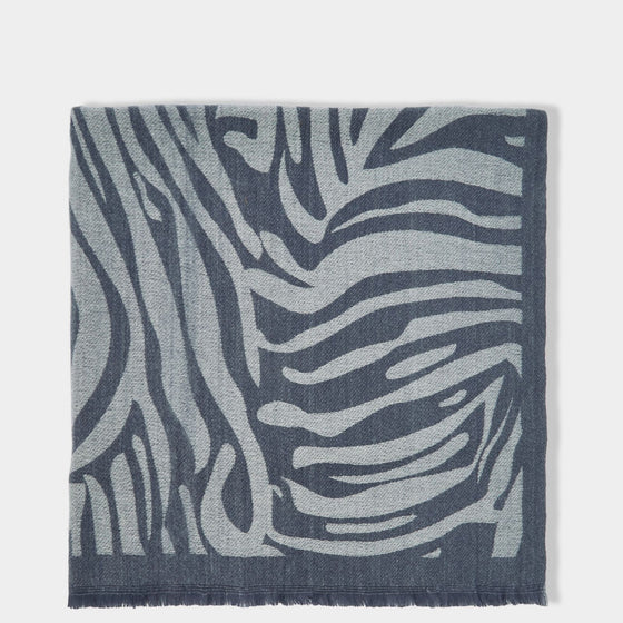 Katie Loxton Blanket Scarf - Zebra Print - Navy Grey