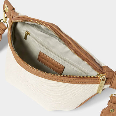 Katie Loxton Capri Canvas Belt Bag - Tan & Off White