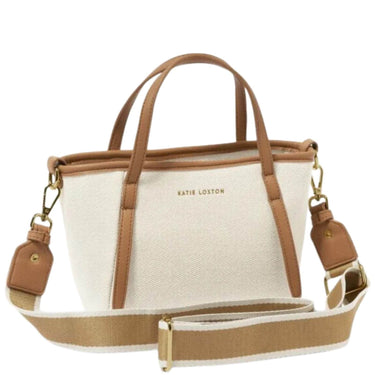 Katie Loxton Capri Canvas Mini Tote Bag - Tan & Off White