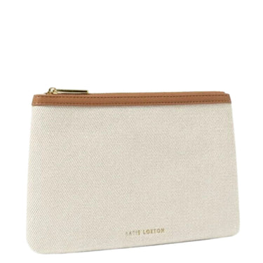Katie Loxton Capri Canvas Pouch - Tan & Off White