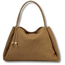 ladies pale brown woven handbag