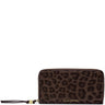 A brown leopard-print zip-around wallet with a wristlet strap and gold-tone hardware, featuring the 'KATIE LOXTON' brand name in gold on the front, set against a plain white background.