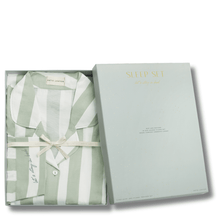 ladies green striped pjs in gift box