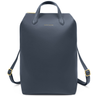 Navy blue backpack with gold accents on a white background