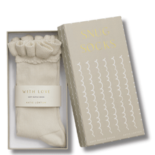 cream ruffle socks in Katie Loxton gift box