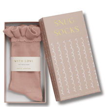 ladies pink ruffle socks in gift box
