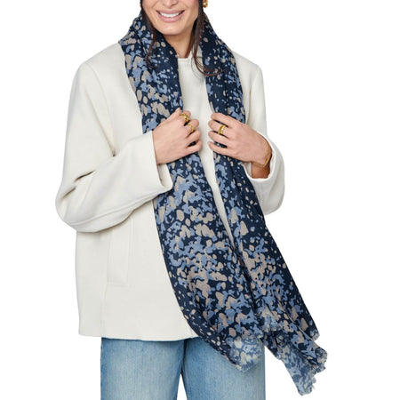 Katie Loxton Scattered Dot Printed Scarf - Navy Cornflower Blue