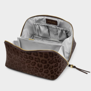 Katie Loxton Soho Large Make Up Wash Bag - Chocolate Leopard