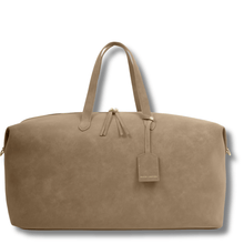 large weekend bag in dark beige suede