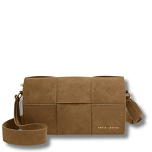 camel toned suede rectangle bag