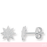 Silver star-shaped earrings on a white background