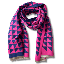 Kimmie Triangle Pattern Reversible Scarf - Fuschia