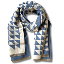 Kimmie Triangle Pattern Reversible Scarf - Blue