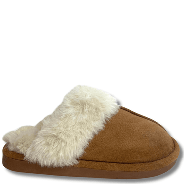 ladies-camel-suede-faux-fur-slippers