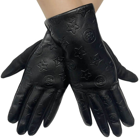 Ladies Designer Star Gloves - Black