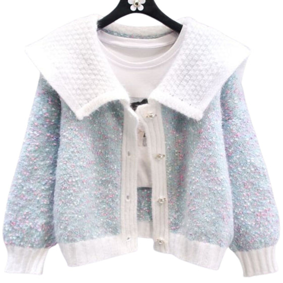 ladies-multi-coloured-knitted-oversized-collar-cardigan