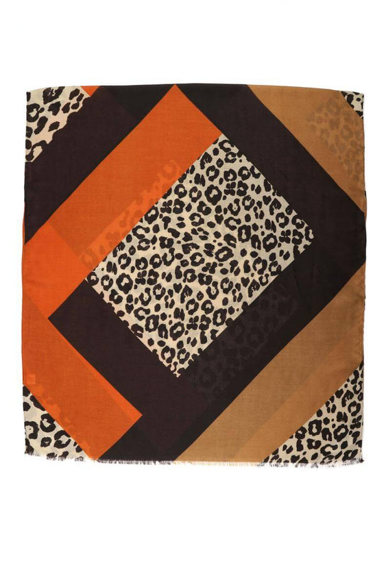 Lana Leopard Pattern Scarf - Rust
