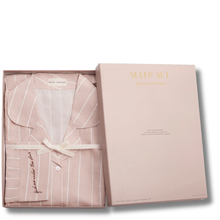 ladies pink striped pjs in gift box