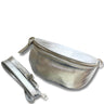 Silver fanny pack and wallet set on a white background