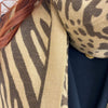 Leopard Design Scarf - Taupe/Chocolate Brown