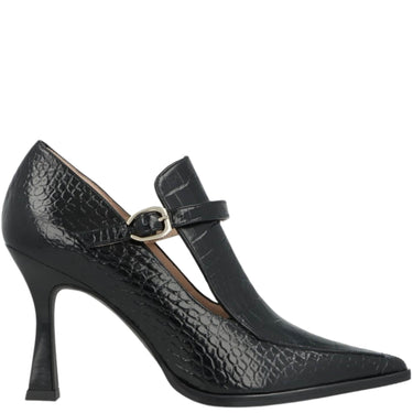 Lodi Mondier Black Croc Leather High Heeled Shoes