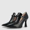 Lodi Mondier Black Croc Leather High Heeled Shoes