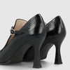 Lodi Mondier Black Croc Leather High Heeled Shoes