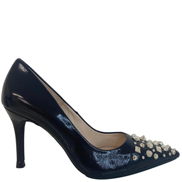 Lodi Sompo Black Leather Studded Stilettos