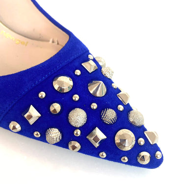 Lodi Sompo Blue Suede Studded Stilettos
