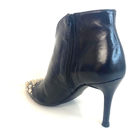 Lodi Stiar Black Leather Studded Shoe Boots