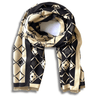 Black and beige patterned scarf on a white background