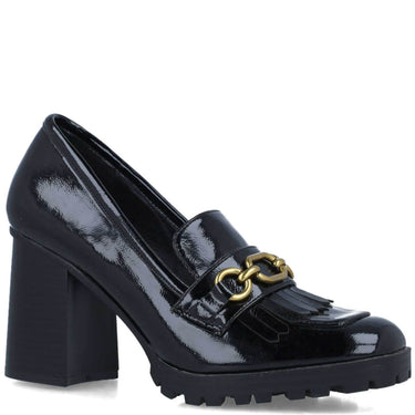 Menbur Black Block Heel Loafers