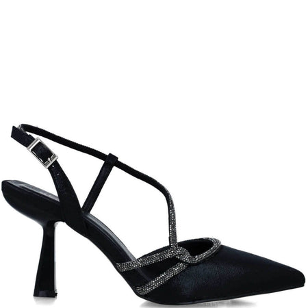 Menbur Black Dress Pointed Toe Kitten Heel Shoes