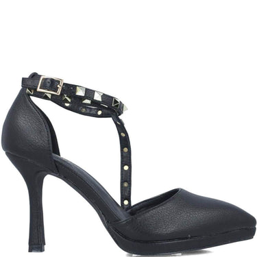 Menbur Black Studded Crossover Strap Shoes