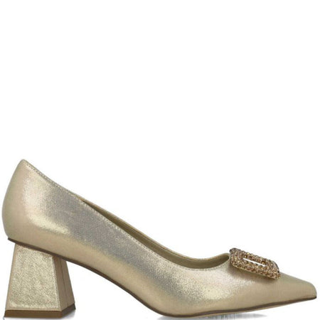 Menbur Gold Block Heeled Shoes