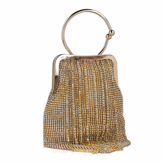 Menbur Gold Sparkly Fringed Bag