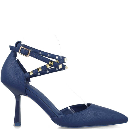 Menbur Navy Studded Crossover Strap Shoes