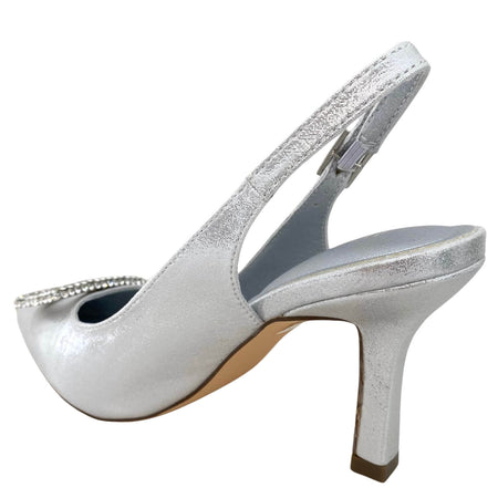 Menbur Silver Sling Back Heeled Shoes