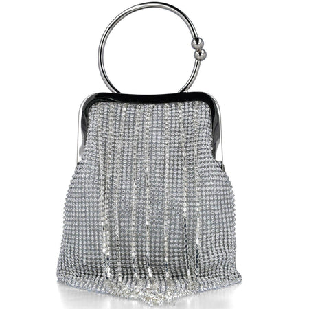 Menbur Silver Sparkly Fringed Bag