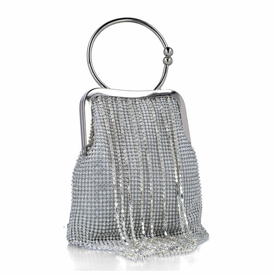 Menbur Silver Sparkly Fringed Bag