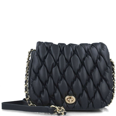 Menbur Small Black Quilted Saddle Bag