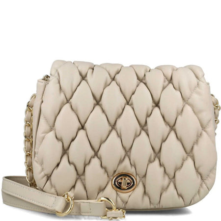 Menbur Small Cream Quilted Saddle Bag