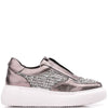 Moda In Pelle Althea Pewter Leather Slip On Sneakers