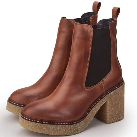 Moda In Pelle Breeanna Tan Leather Platform Boots