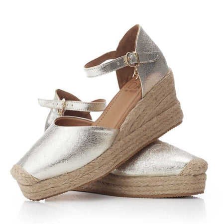 Moda In Pelle Galiana Champagne Leather Wedge Shoes