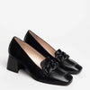 NeroGiardini Black Leather Block Heel Loafers