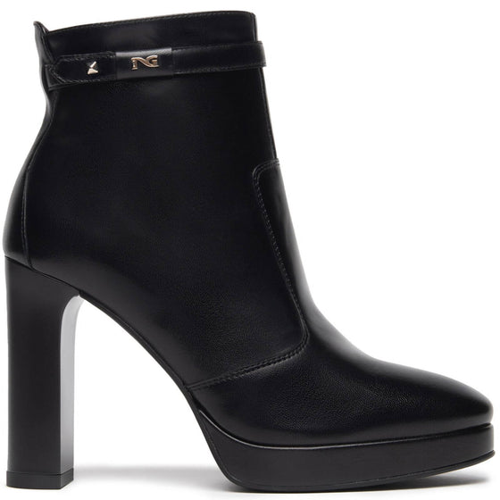 NeroGiardini Black Leather High Heel Platform Boots
