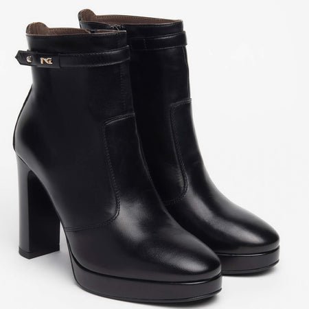 NeroGiardini Black Leather High Heel Platform Boots