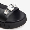 NeroGiardini Black Leather Jewelled Sporty Sandals